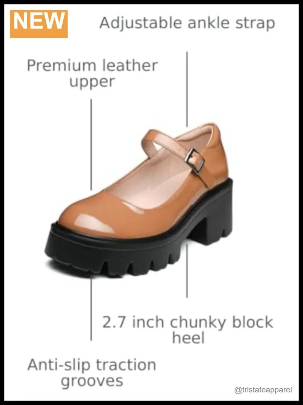 Mary Jane Platform Shoes - Chunky Block Heel Pumps with Adjustable Ankle Strap